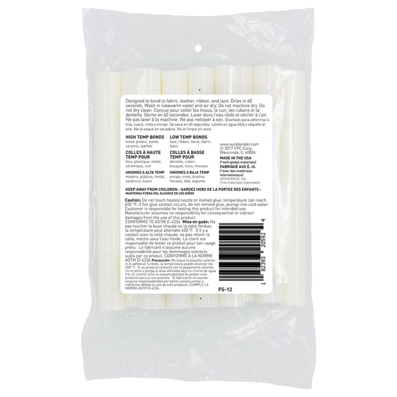 Surebonder Fabric Hot Glue Sticks, Full Size, 4-Inch, Machine Washable Adhesive for Denim, Felt, Leather, and More â€“ Strong, Flexible Bond, 12 Pack, White - Image 2